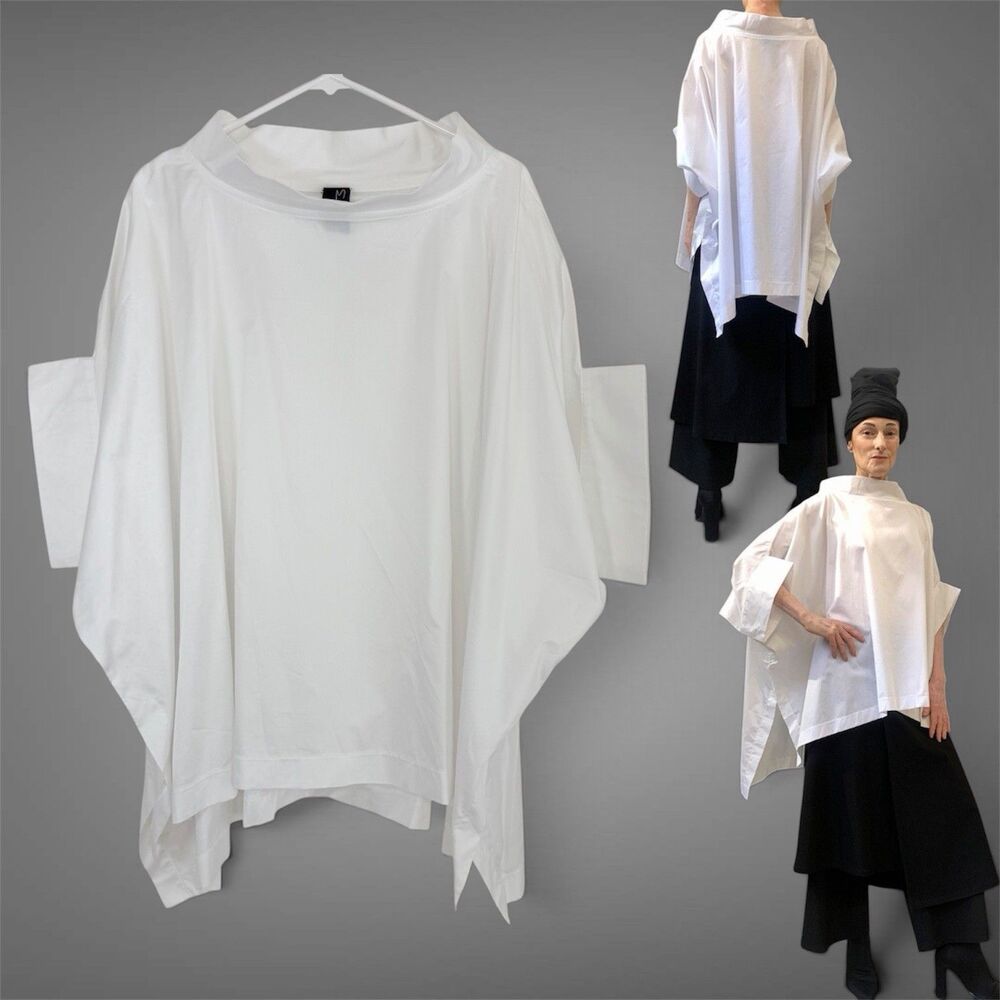 Alistair Trung Sabella Top White One Size Organic Cotton Oversized Assymetrical